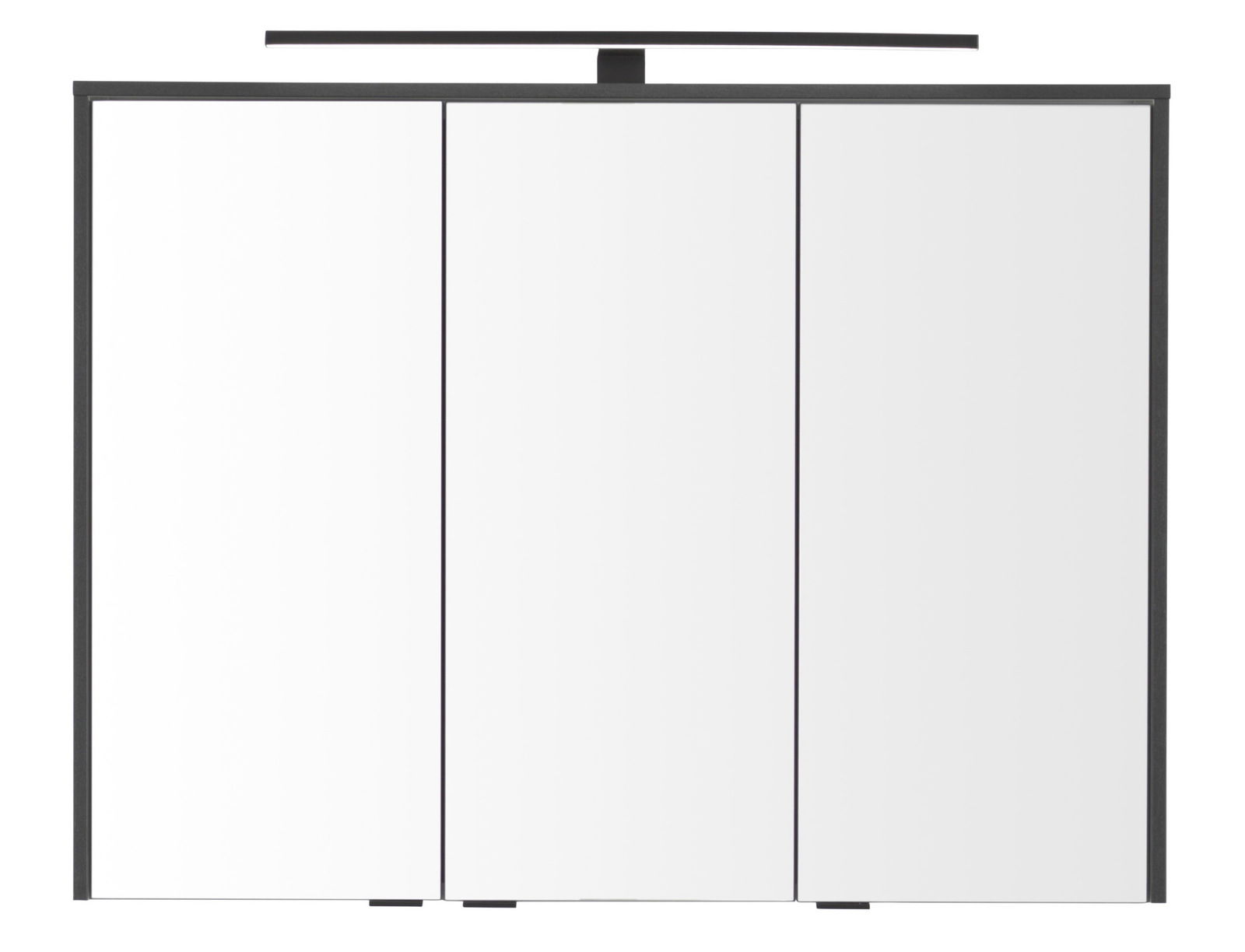 Moderner Spiegelschrank mit drei Türen und integrierter Beleuchtung, Frontalansicht