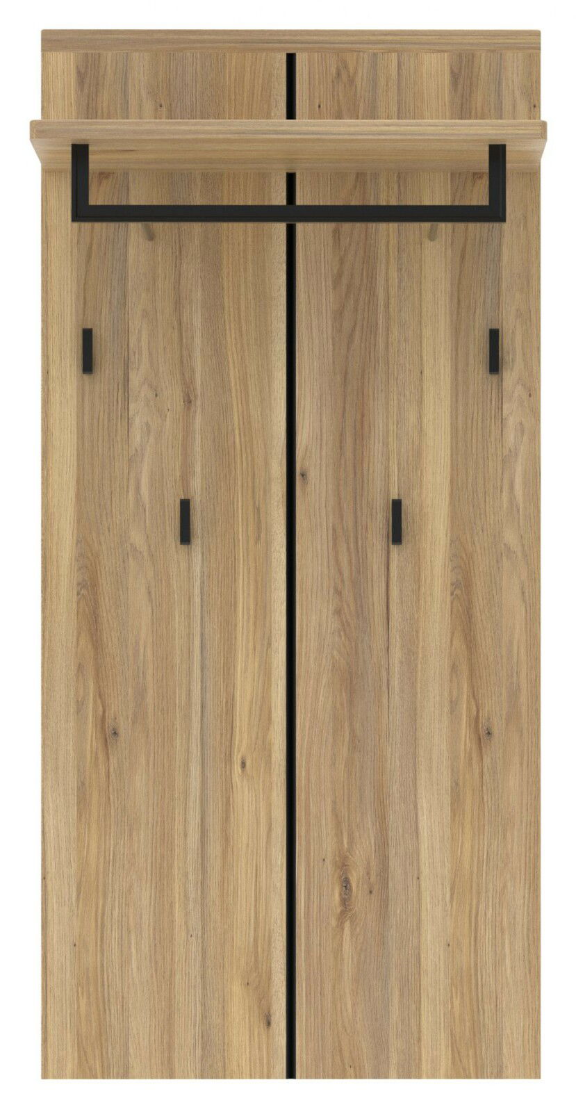 Voleo Garderobenpaneel TINA Garderobenpaneel aus Holz mit schwarzem Metallrahmen, Frontalansicht