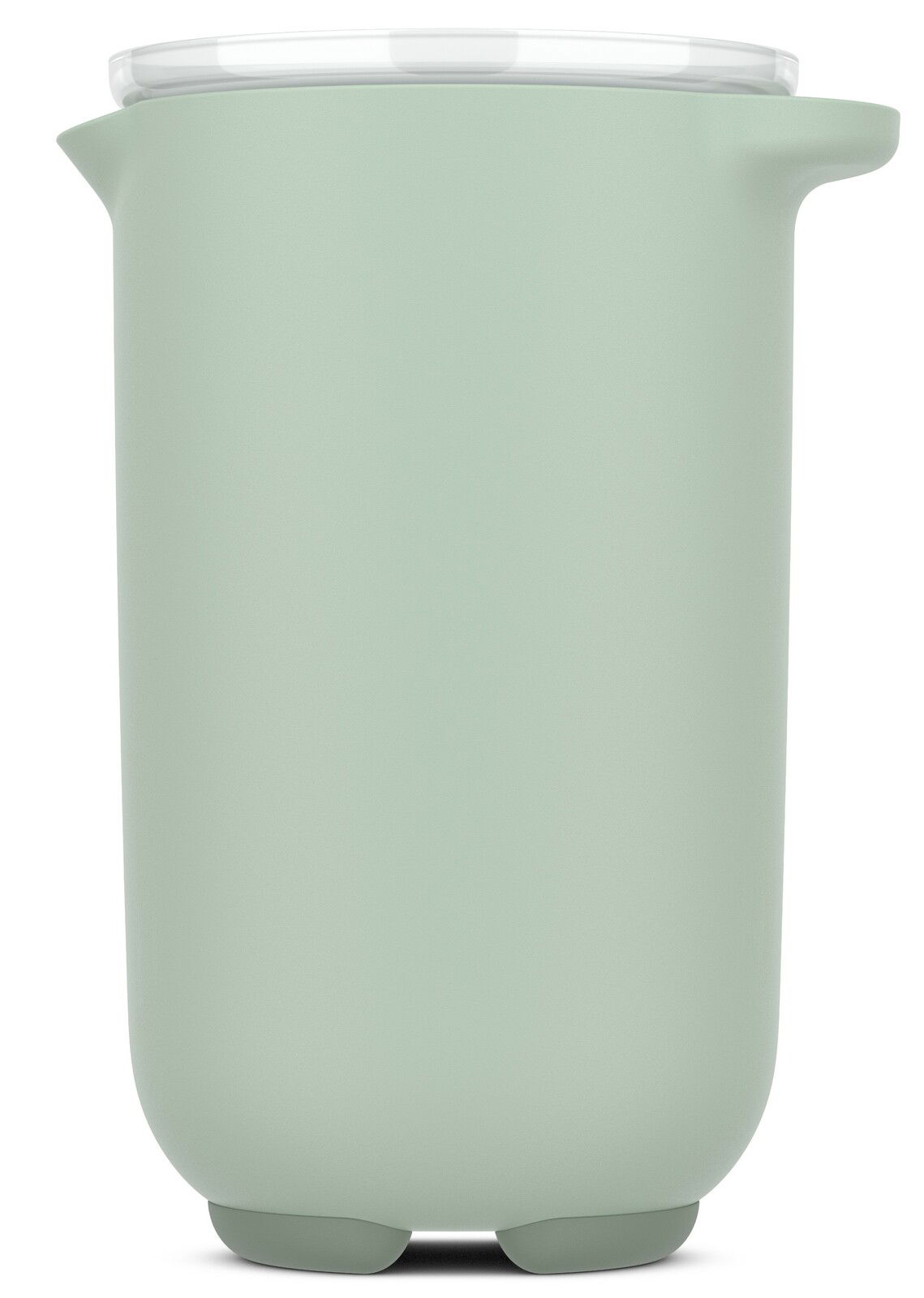 Grüner Rührbecher mit Deckel, 1000 ml, seitliche Perspektive