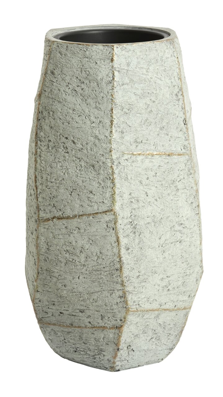 Light&Living Pan AGELO 88 cm Grijze, geometrisch gevormde betonnen pot met een ruw oppervlak, gezien vanaf de zijkant