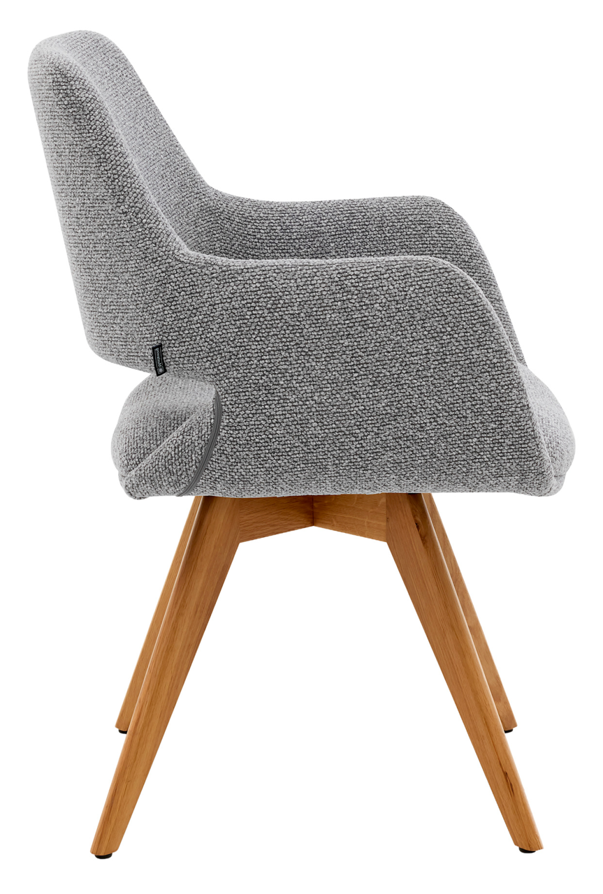 Musterring Armlehnstuhl MR TARIO Grauer Armlehnstuhl mit Holzbeinen, Seitenansicht