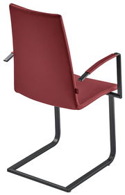 Roter Sessel mit Metallgestell, Rückansicht