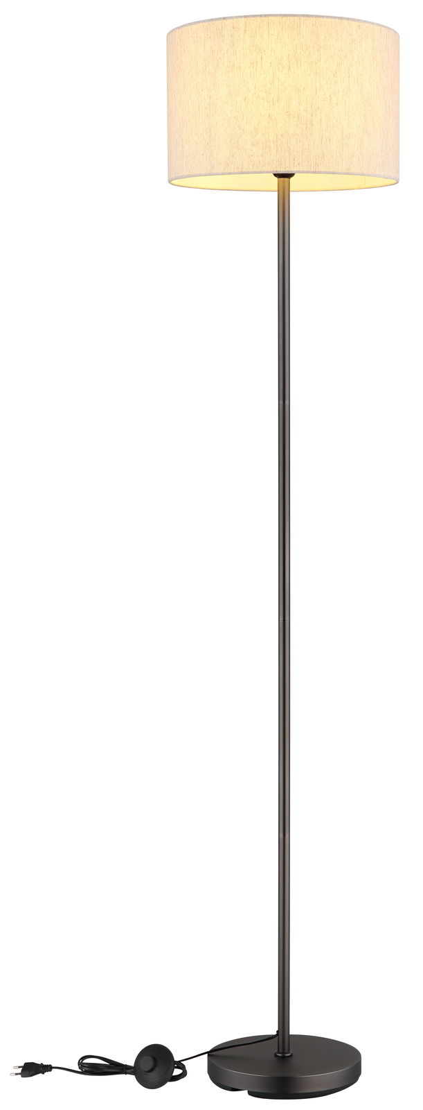 NOWA Stehleuchte THEA Stehleuchte mit rundem, hellem Lampenschirm und schwarzem Ständer, seitliche Perspektive