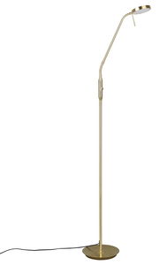 Stehleuchte in Gold mit schlankem Design und verstellbarem LED-Kopf, seitliche Perspektive