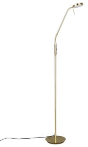 Gouden staande lamp met een slank ontwerp en een verstelbare led-kop, zijaanzicht