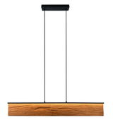 Moderne Pendelleuchte mit Holzoptik, frontal betrachtet