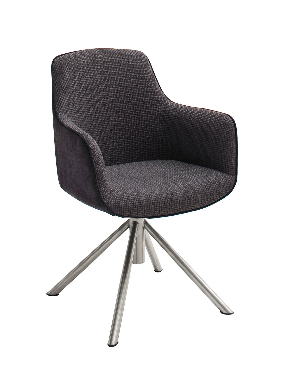 Novel Sessel RIALTO Moderner Sessel mit grauem Stoffbezug und Metallbeinen, seitliche Perspektive