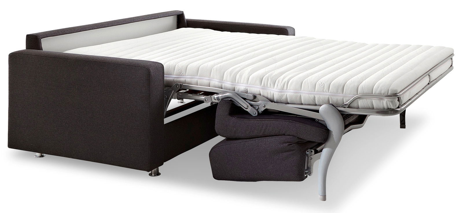 Schlafsofa in ausgeklappter Position, seitliche Perspektive