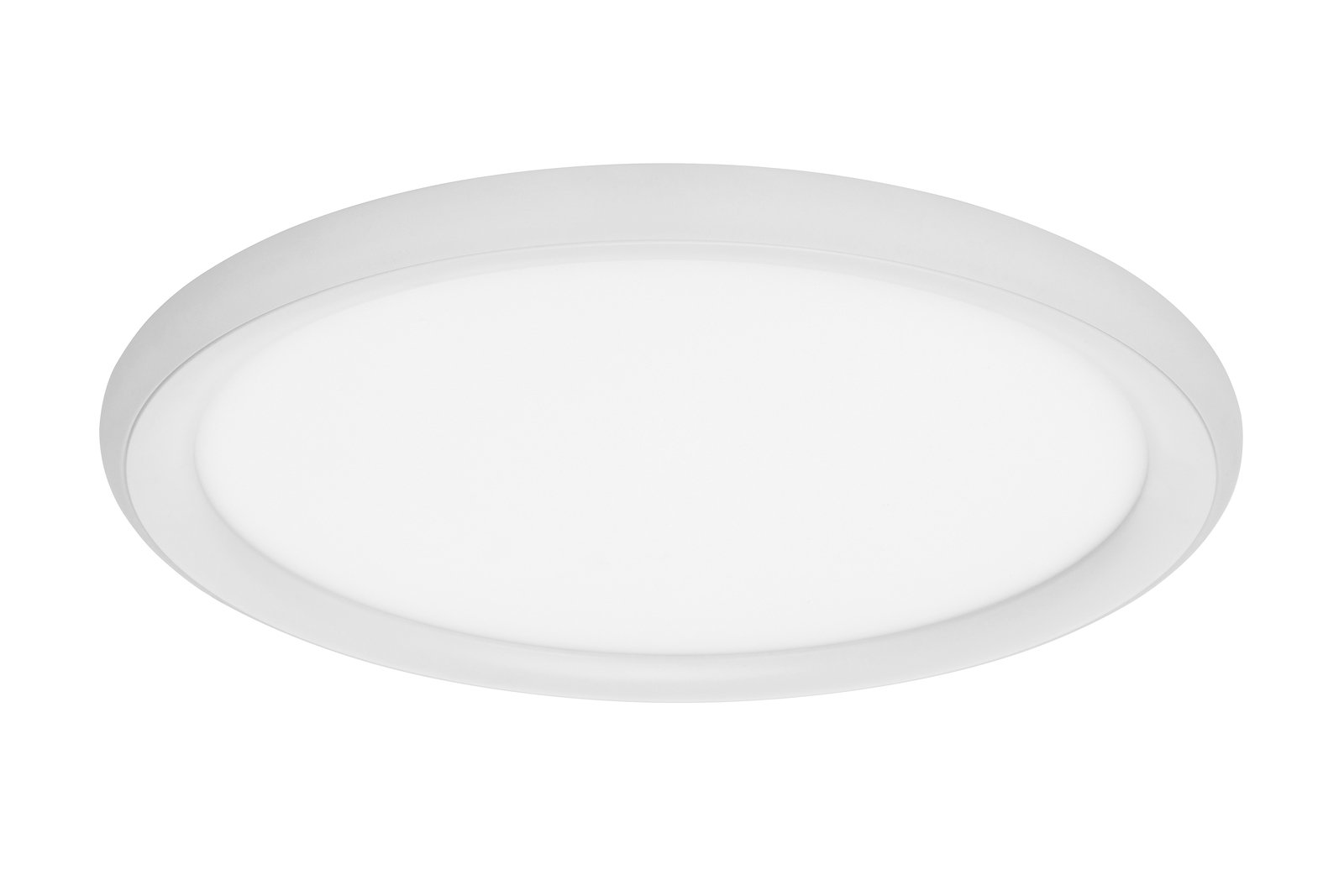 Runde LED-Deckenleuchte in Weiß, seitliche Perspektive