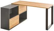 Moderner Winkelschreibtisch RENTON mit Holz- und Metallelementen, seitliche Perspektive