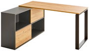 Moderner Winkelschreibtisch RENTON mit Holz- und Metallelementen, seitliche Perspektive