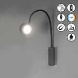Wandspot flex MAGNETIC mit flexiblem Arm und leuchtendem Kopf, seitliche Perspektive