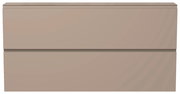Frontansicht eines XL-Hängeschuhschranks in Beige mit zwei Klappen.