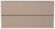 Frontansicht eines XL-Hängeschuhschranks in Beige mit zwei Klappen.