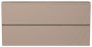 Frontansicht eines XL-Hängeschuhschranks in Beige mit zwei Klappen.
