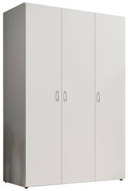 Drehtürenschrank 3-türig in weißer Farbe, seitliche Perspektive