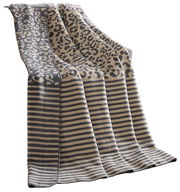 Wohndecke 150x200cm mit Leoparden- und Streifenmuster, seitliche Perspektive