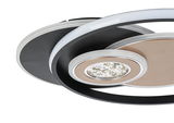 Moderne LED-Deckenleuchte mit kreisförmigem Design, seitliche Perspektive