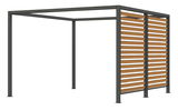 Sichtschutz in Holzoptik mit Metallrahmen, seitliche Perspektive