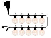 Lichterkette mit 10 klaren LED-Glühbirnen, seitliche Perspektive