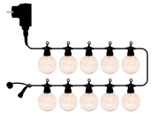Lichterkette mit 10 klaren LED-Glühbirnen, seitliche Perspektive