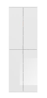Weiße Garderobenkombination mit vier Türen, frontal betrachtet.
