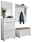 VOSS Garderoben-Set 5-tlg. SANTINA Modernes 5-teiliges Garderoben-Set in Weiß mit Spiegel, Schuhschrank, Sitzbank und Wandpaneel, seitliche Perspektive