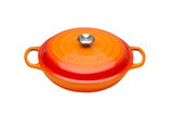 Gourmet Profitopf 30cm in Ofenrot, Draufsicht mit zwei Griffen und Deckel