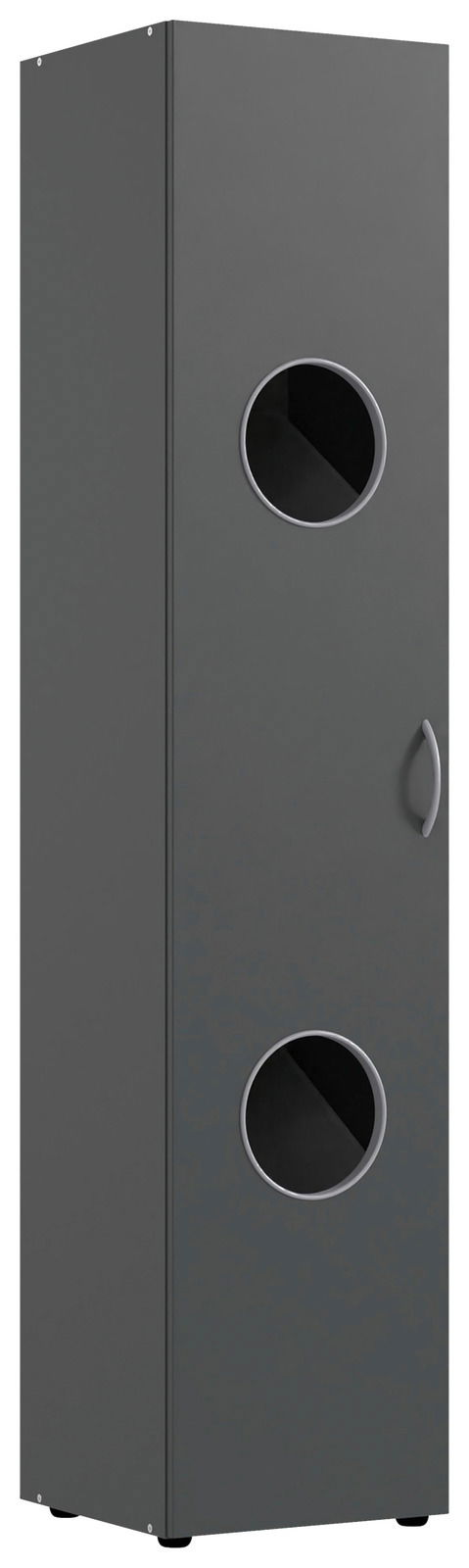 XORA Wäscheschrank MULTIRAUMKONZEPT Grauer Wäscheschrank mit zwei runden Sichtfenstern, Frontalansicht