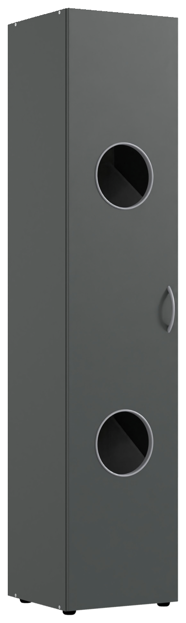 XORA Wäscheschrank MULTIRAUMKONZEPT Grauer Wäscheschrank mit zwei runden Sichtfenstern, Frontalansicht