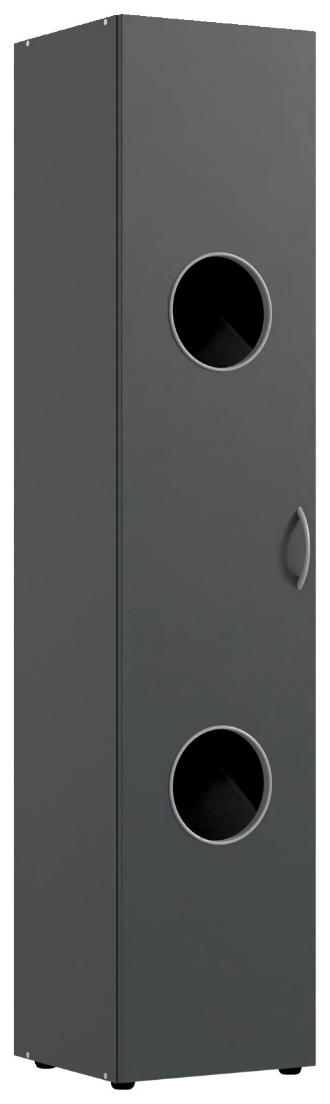 XORA Wäscheschrank MULTIRAUMKONZEPT Grauer Wäscheschrank mit zwei runden Sichtfenstern, Frontalansicht