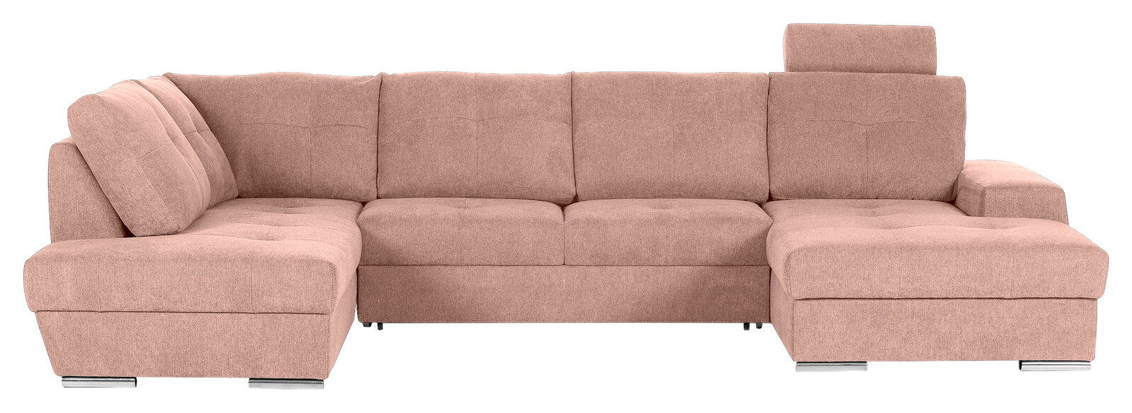 Beige Ecksofa mit Ottomane, Frontalansicht