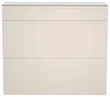 Hängeschuhschrank in cremeweißer Farbe, frontal betrachtet, mit einem Schubfach und zwei Klappen.