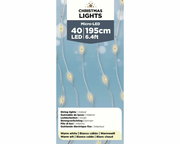 Micro LED Lichterkette mit 40 warmweißen LEDs, 195 cm lang, für den Innenbereich, Produktverpackung in Frontalansicht