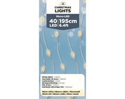 Micro LED Lichterkette mit 40 warmweißen LEDs, 195 cm lang, für den Innenbereich, Produktverpackung in Frontalansicht