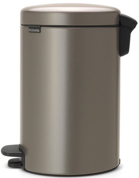 Brauner Treteimer aus Metall, seitliche Perspektive