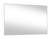 Rechteckiger Wandspiegel mit schmalem silberfarbenem Rahmen, frontale Ansicht leicht schräg von links.