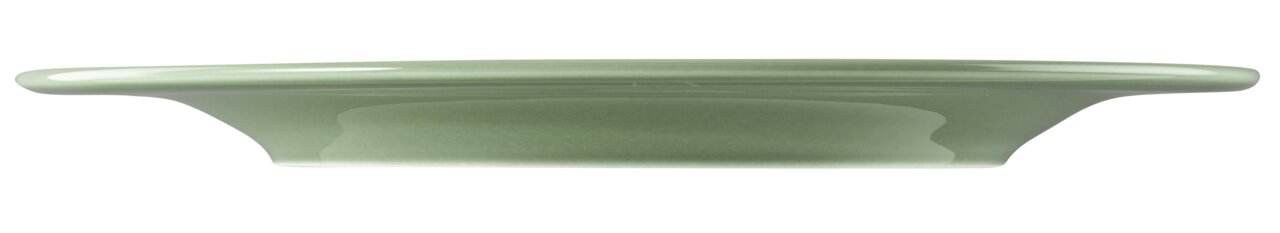 Seitenansicht eines salbeigrünen Speisetellers mit einem Durchmesser von 27,5 cm