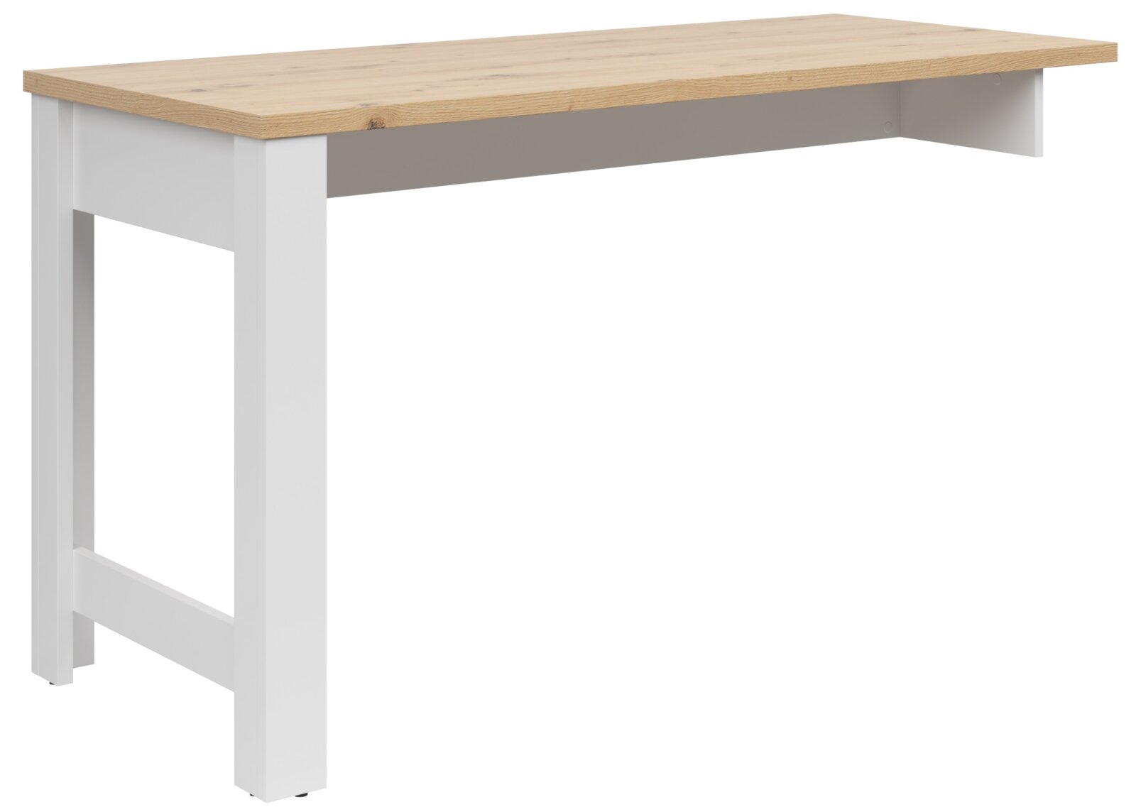 Hom´in Bureau-aanbouw HYGGE Schreibtischanbau mit weißem Gestell und Holzplatte, seitliche Perspektive