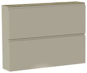 Moderner Hängeschuhschrank mit zwei Klappen in Beige, seitliche Perspektive