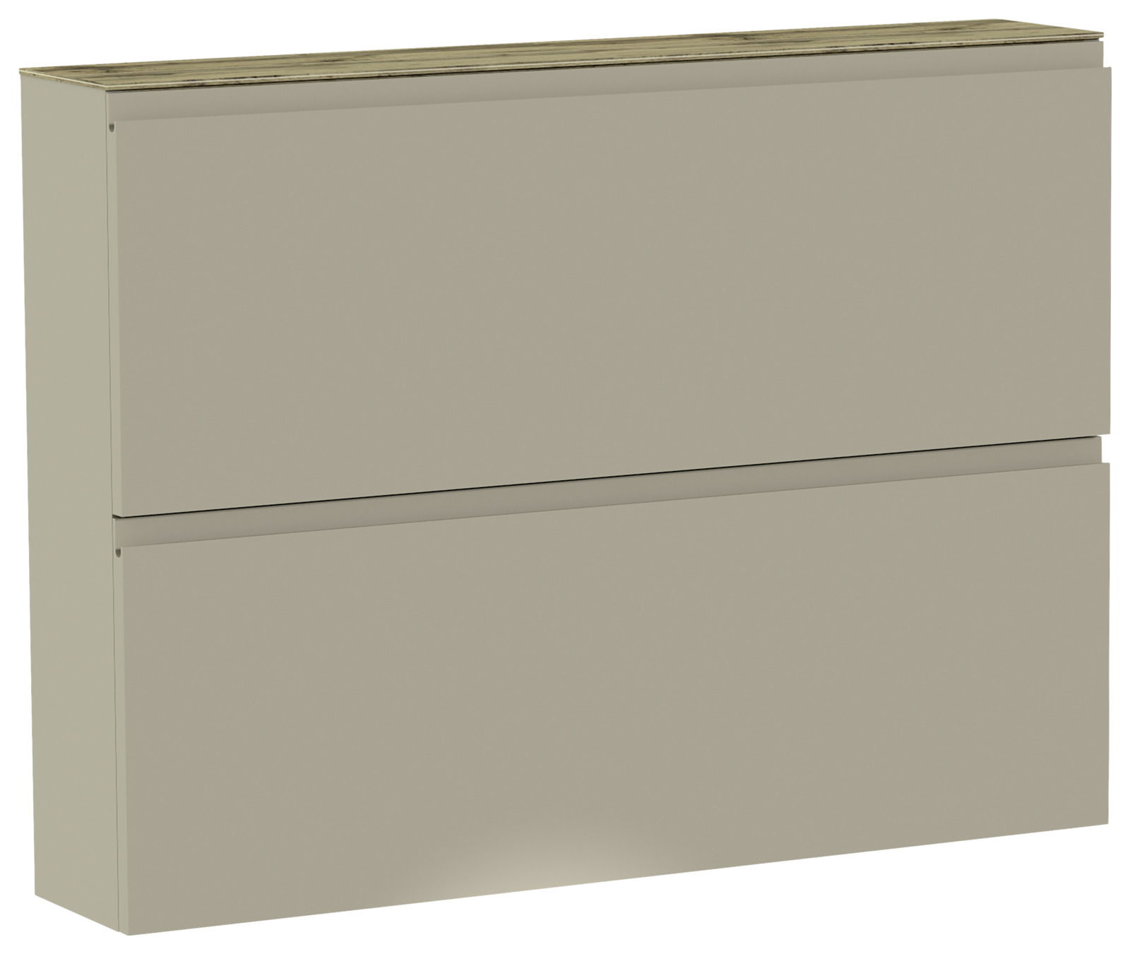 Moderano Hängeschuhschrank LECCO Moderner Hängeschuhschrank mit zwei Klappen in Beige, seitliche Perspektive