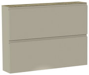 Moderner Hängeschuhschrank mit zwei Klappen in Beige, seitliche Perspektive
