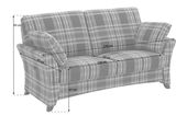 Sofa mit kariertem Muster, Vorderansicht, Maße: Breite 176 cm, Tiefe 91 cm, Sitzhöhe 47 cm