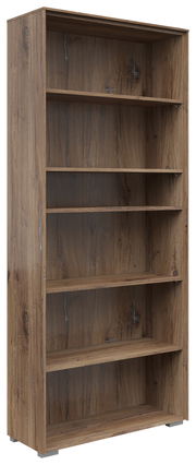 Holz-Aktenregal mit fünf offenen Fächern, seitliche Perspektive