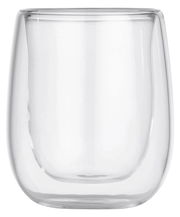 Doppelwandiges Thermoglas für Espresso, frontal fotografiert.