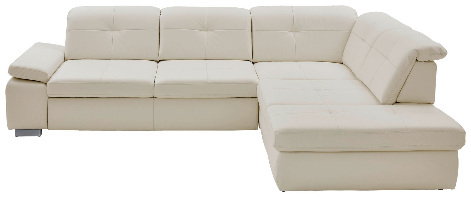 Beige Eckgarnitur aus Leder, Ansicht von vorne