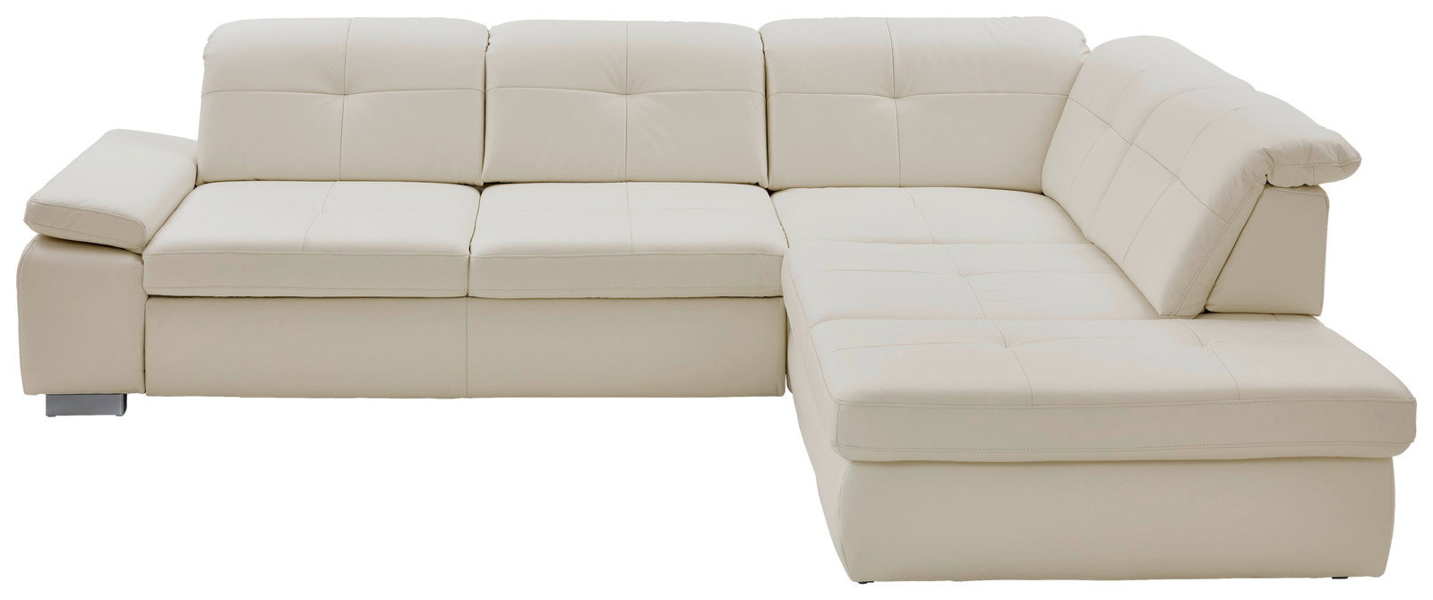 Beige Eckgarnitur aus Leder, Ansicht von vorne