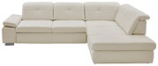 Beige Eckgarnitur aus Leder, Ansicht von vorne
