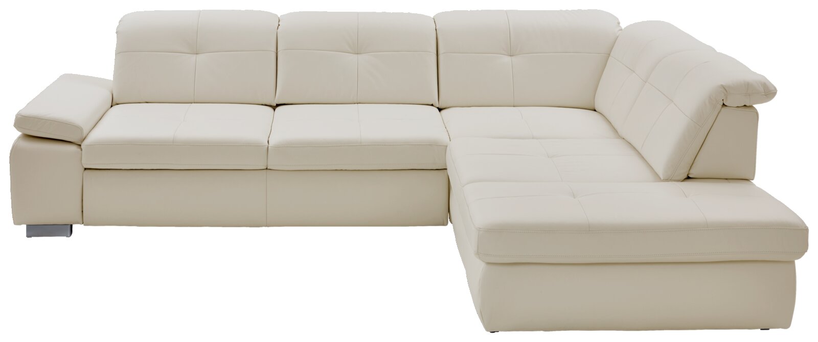 Beige Eckgarnitur aus Leder, Ansicht von vorne