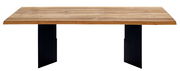 Esstisch aus Holz mit schwarzem Metallgestell, Vorderansicht